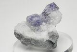 Purple-Zoned Cubic Fluorite Cluster with Quartz - China #205594-1